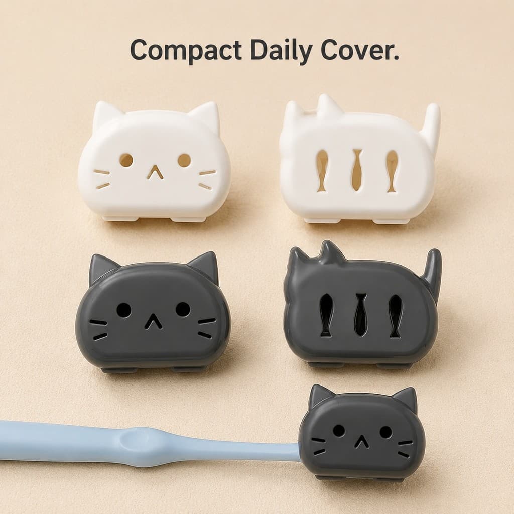 Protetor De Cabeça De Escova De Dentes Em Formato De Gato , 4 Unidades , Cobre Compacto , Acessório De Viagem Para Banhe