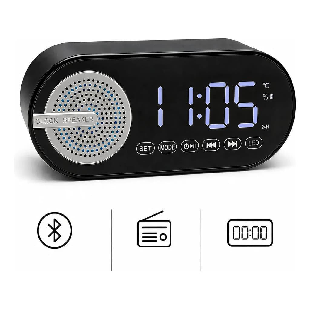 Relógio Digital De Mesa Com Rádio Fm Despertador Usb Led