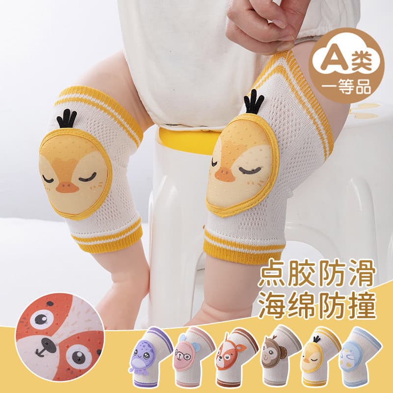 Joelheiras antiderrapantes para bebês, primavera verão, estilo fino, engatinhar, anti-queda, equipamento de proteção par