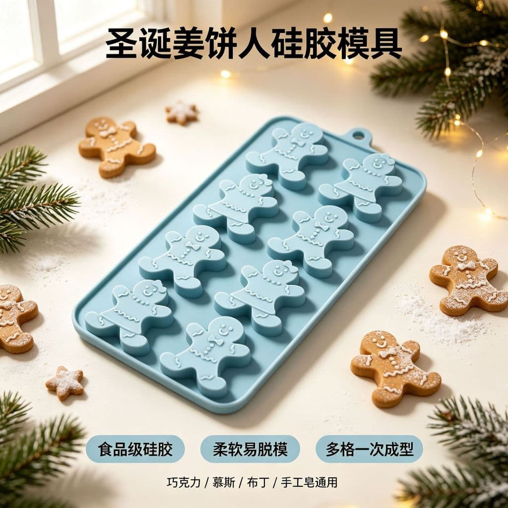 [Estoque pronto] Molde de bolo de Silicone para árvore de Natal, estoque pronto, faça você mesmo, boneco de neve, homem-