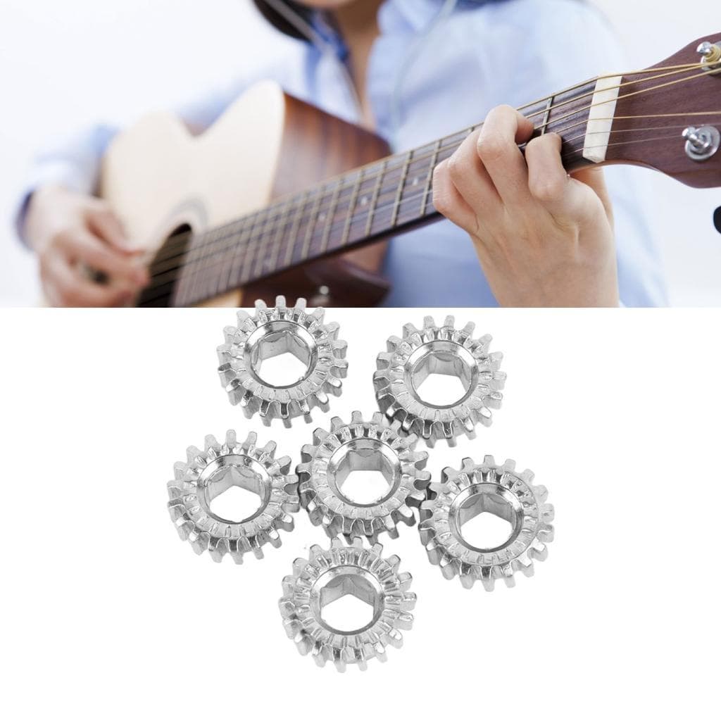 6 pçs afinador de guitarra peg engrenagens metal hex buraco engrenagem botão corda para guitarras elétricas clássicas