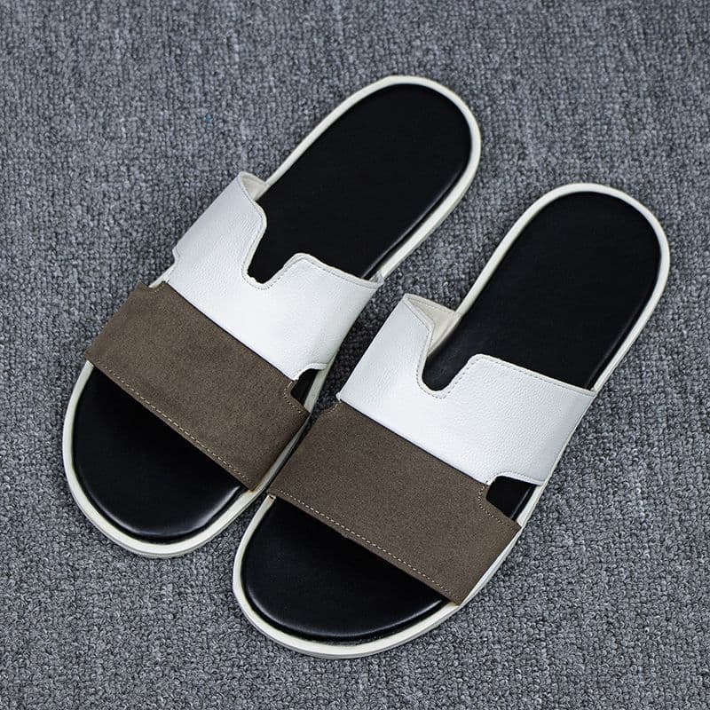 Estação europeia chinelos masculinos europeus americanos praia Flip-Flops couro macio High-End sapatos masculinos moda a