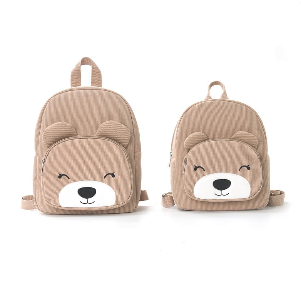 Mochila de Urso de Desenho Animado Fofa, Bolsa Escolar Casual e Moderna, Bolsa de Pelúcia de Corduroy para Alunos do Ens