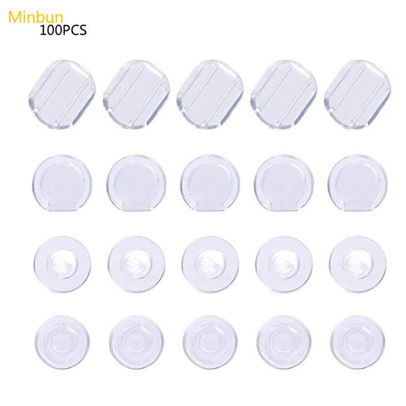 Minbun 100 Peças Conjunto Almofadas Brincos 4 Tamanhos Brinco Transparentes