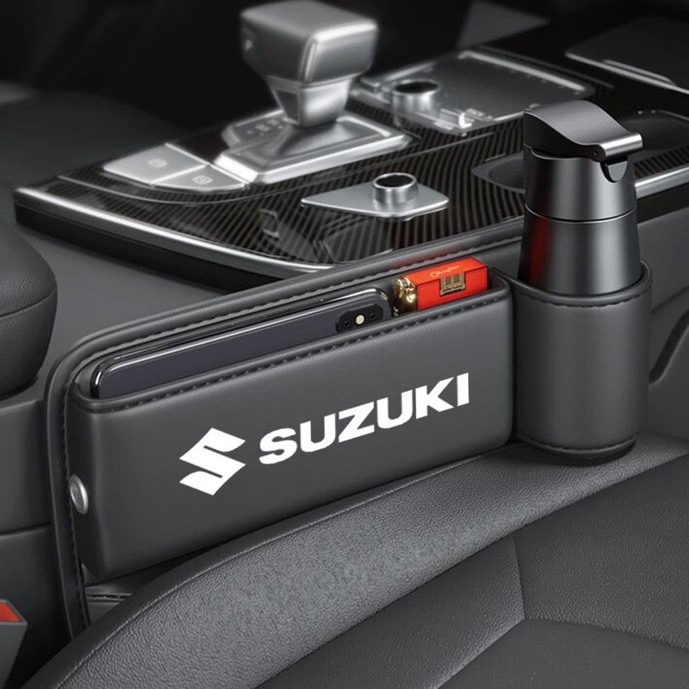 Organizador Premium para Banco de Carro em Couro Texturizado, Bolsa de Armazenamento para Banco Dianteiro com Porta-Copo