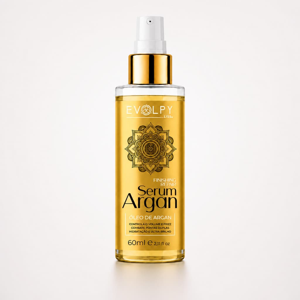 Sérum Finalizador Capilar de Argan Evolpy Liss 60ml Antifrizz Brilho Intenso Sem Enxágue