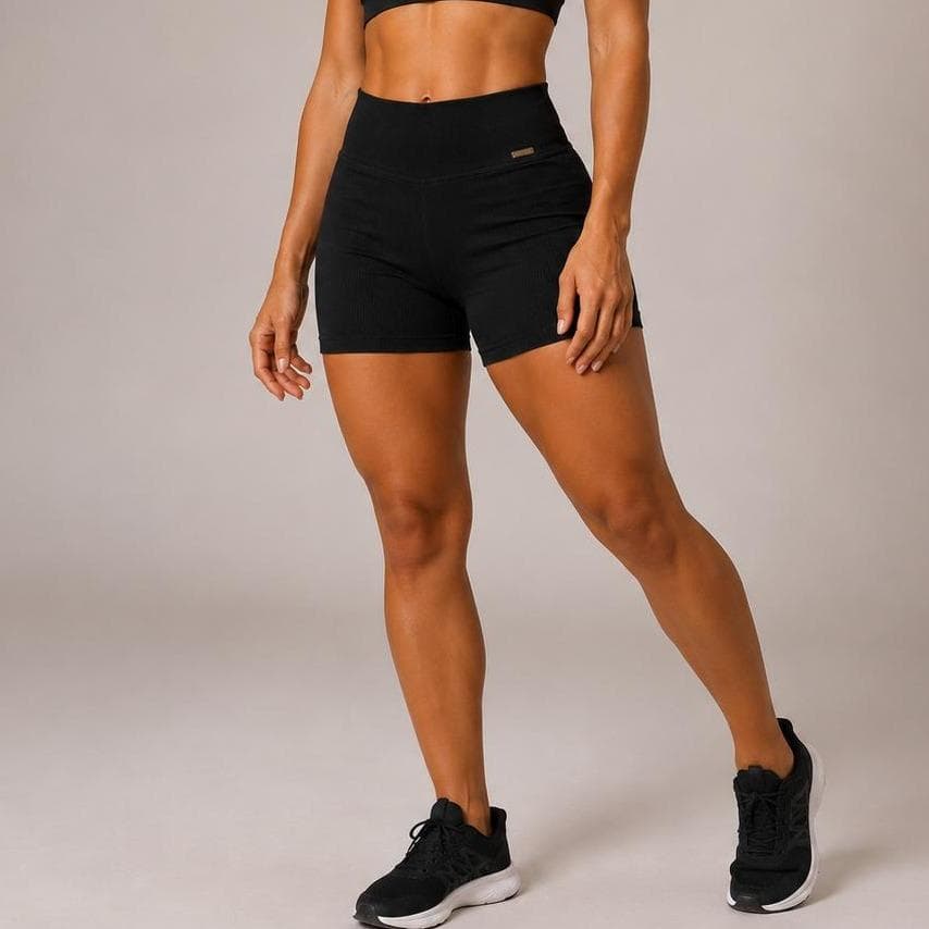 Short Wonder Feminino Canelado Confortável Cintura Alta Fitness Academia