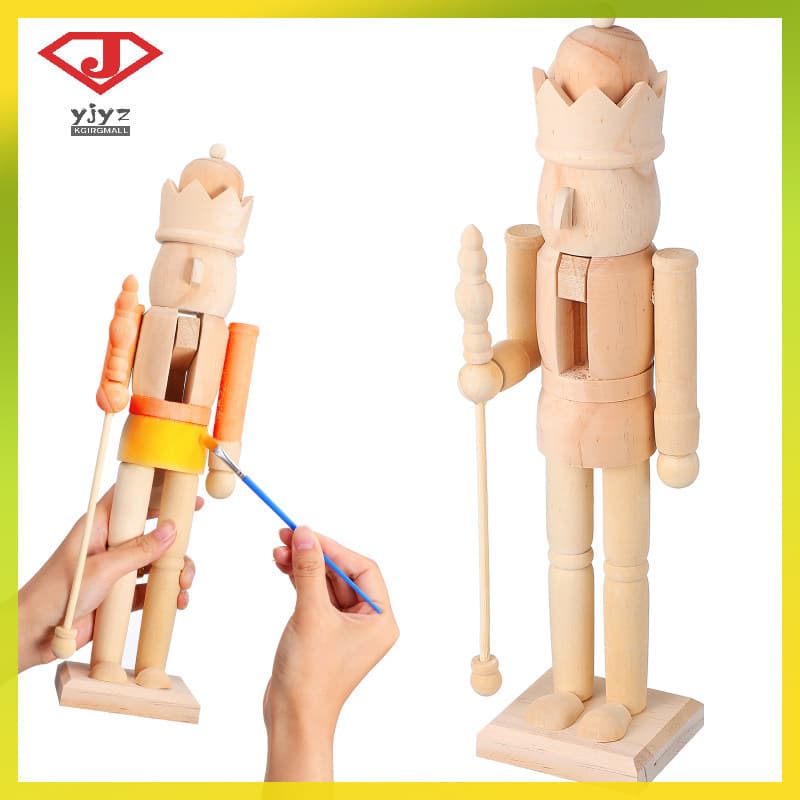 Pintura Preta Simples Mini Quebra-Nozes Artesanato Ornamento Inacabado Yujingyouzhang