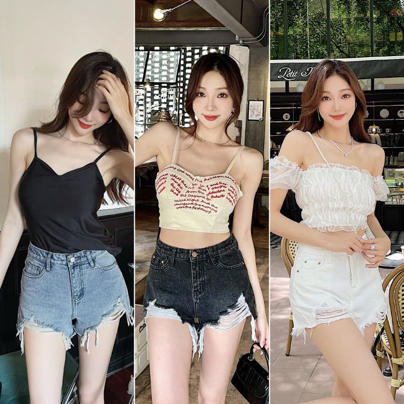 Azul claro estilo Hong Kong moda Denim Shorts feminino 2025 cintura alta mais magro olhar preto branco verão solto calça