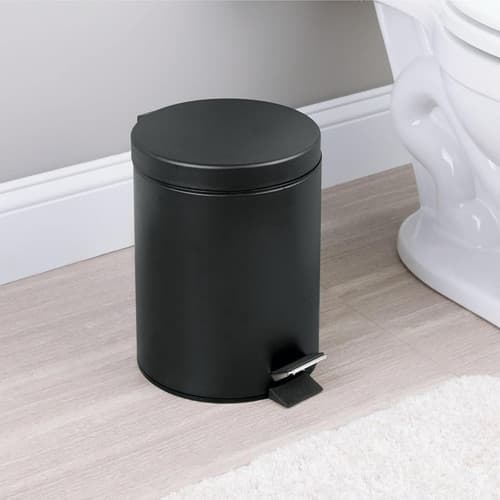 Lixeira Redonda Pedal Multiuso 3 Litros Aco Preto Fosco Compacta Duravel