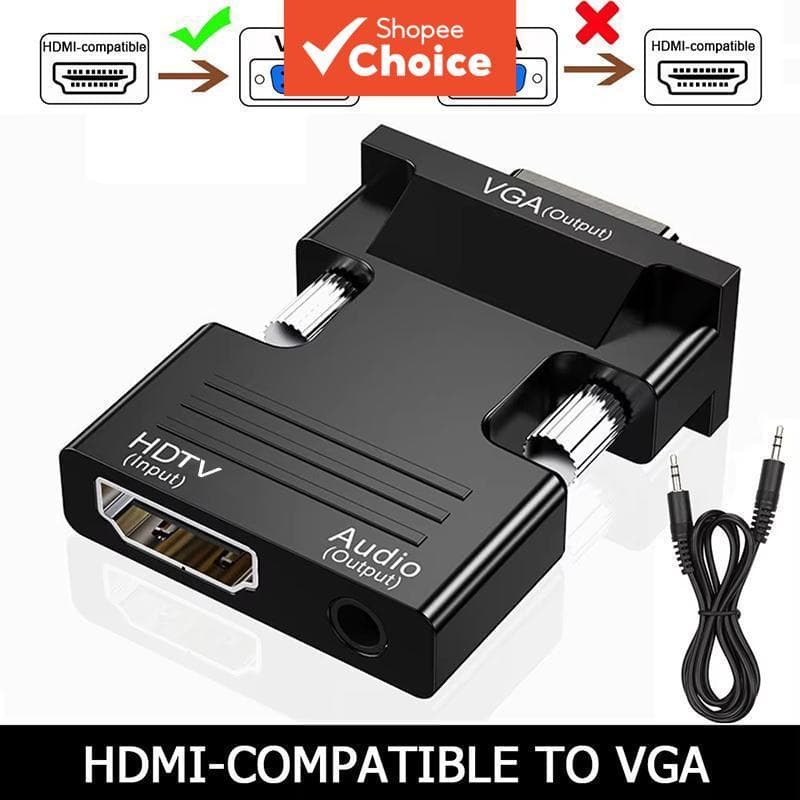 Adaptador Conversor HDMI Para VGA Áudio E Vídeo 1080P Com Entrada De 3.5 Mm PC , Laptop , Projetor HDTV