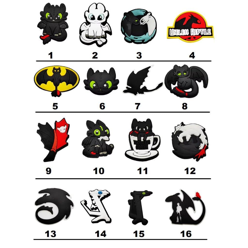Kit de 5 a 16 Jibbit Banguela com 16 Estilos de Decorações Acessórios Pins Desenho Animado Criança Fúria da Noite