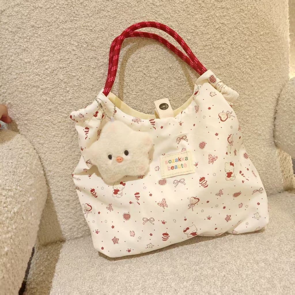 Gato bonito sacola senhoras grande capacidade bolsa de um ombro estudante Commuter lazer saco magnético
