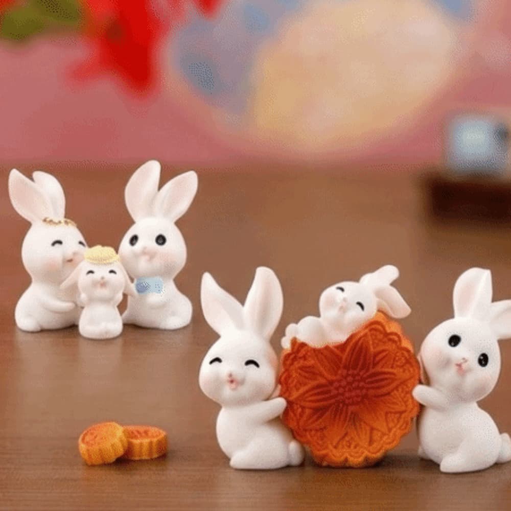 Mini Ornamentos , Resina Coelho Branco Micro Paisagem Decoração , Garrafa Mooncake Mid-Autumn Festival Estatuetas De Mes