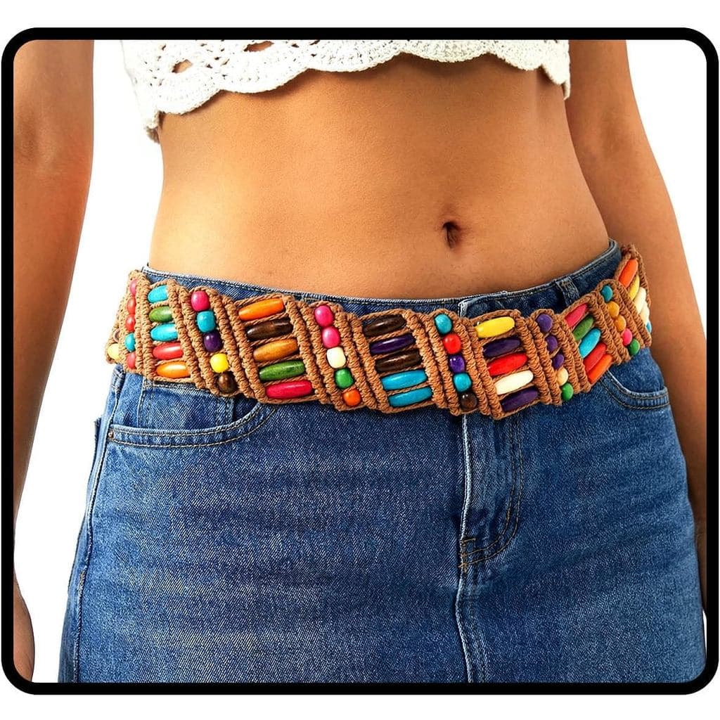 Cintos Trançados Boho Bohend para Mulheres, Cinto Colorido de Estilo Western, Cinto de Corda Trançada para Vestidos