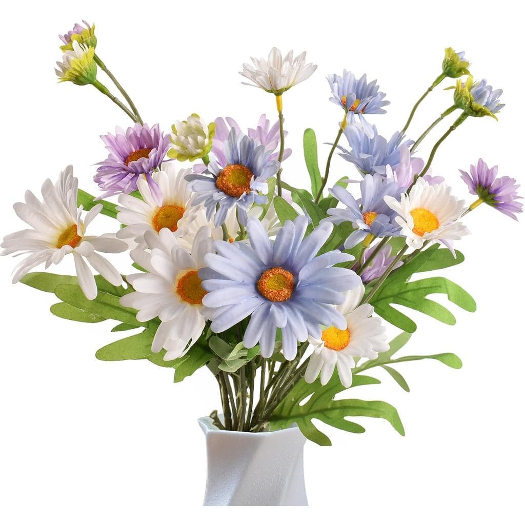Flores Silvestres Artificiais 6PCS, Buquê de Margaridas Artificiais de Seda, Camomila Falsa com Hastes, Buquês de Casame