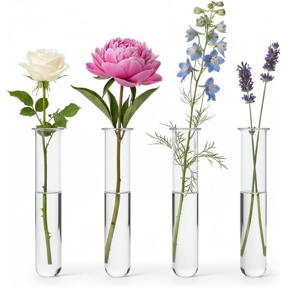 4 Peças de Vasos de Vidro em Forma de Tubo de Ensaio para Flores, 5,9 x 1,18 Polegadas, Tubos de Propagação Hidropônica,
