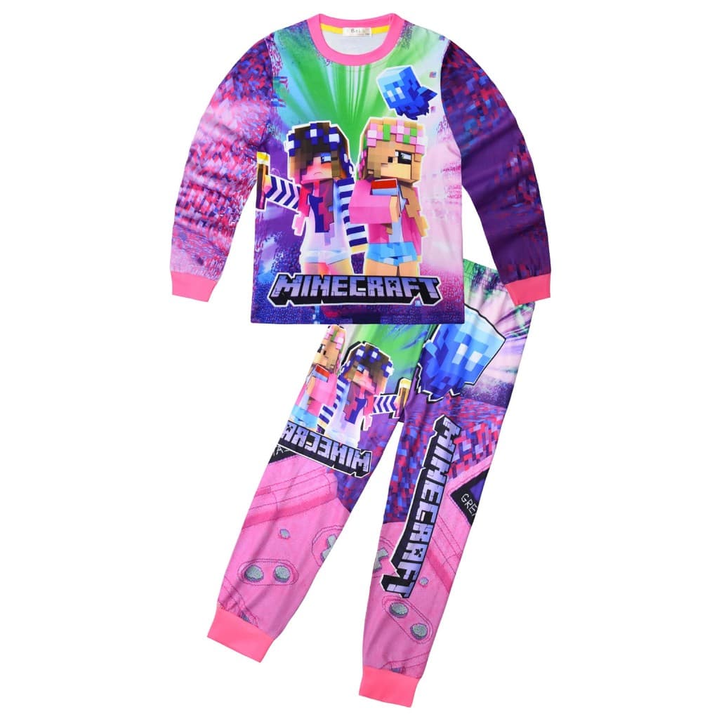 Manga longa novo estilo ROB LOX médio grande crianças Homewear terno manga longa terno de duas peças dormir 7881