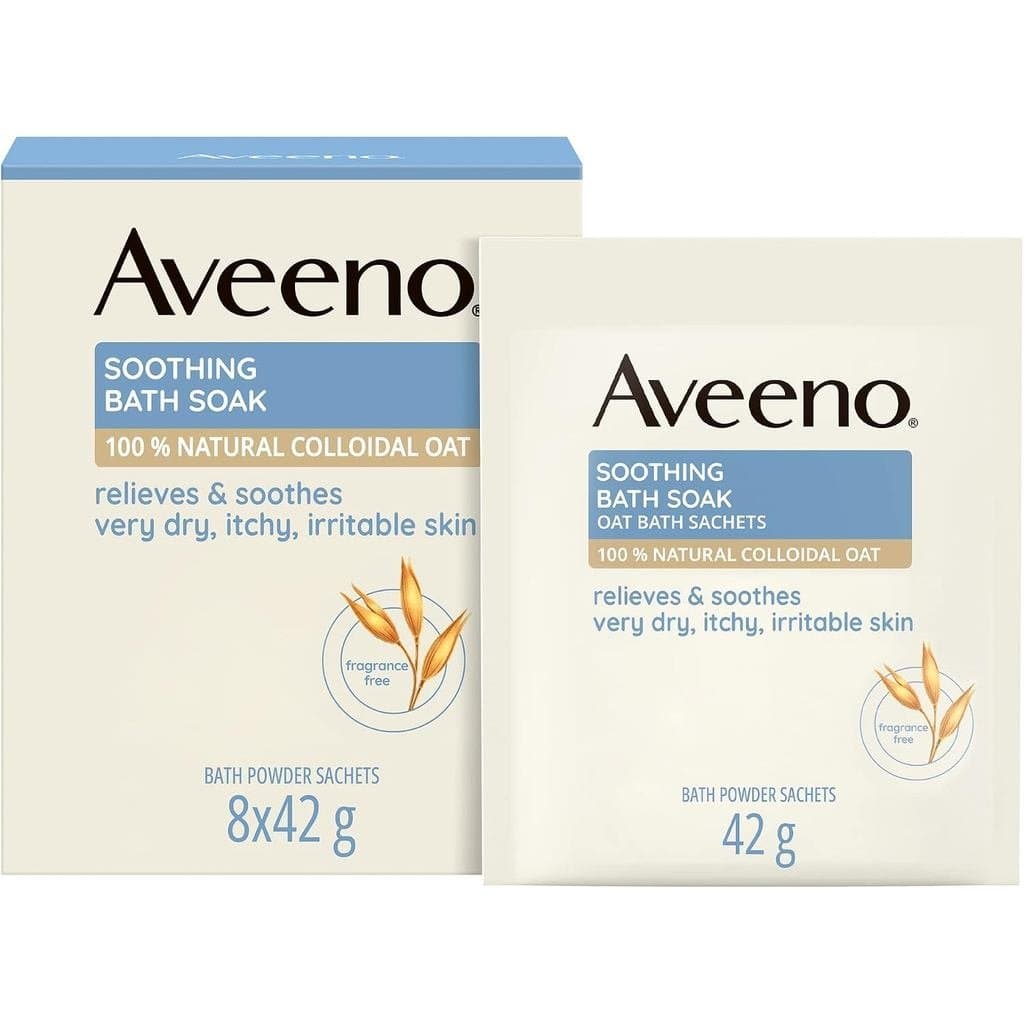 Aveeno Hing Bath Soak, com Aveia Coloidal 100% Natural, Adequado para Pele Sensível, Alivia a Pele Muito Seca, Itórica e