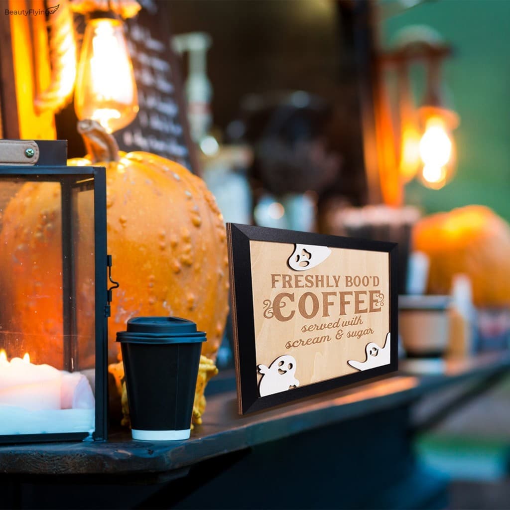 Decoração De Bar De Café De Madeira De Halloween-Suprimentos Para Festas De Cozinha