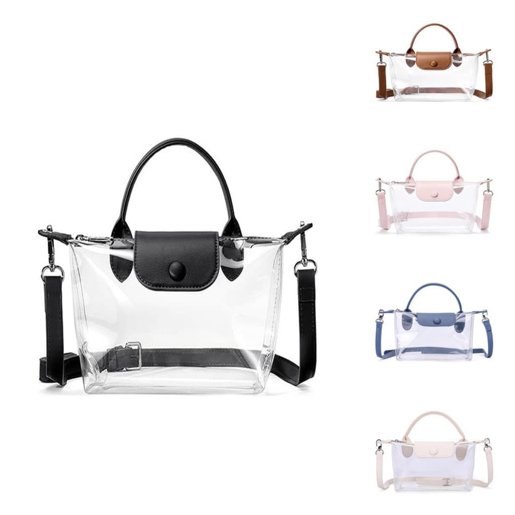 Sacola De Gelatina De PVC Transparente Para Mulheres – Bolsa De Ombro À Prova D'água De Grande Capacidade , Elegante Pra