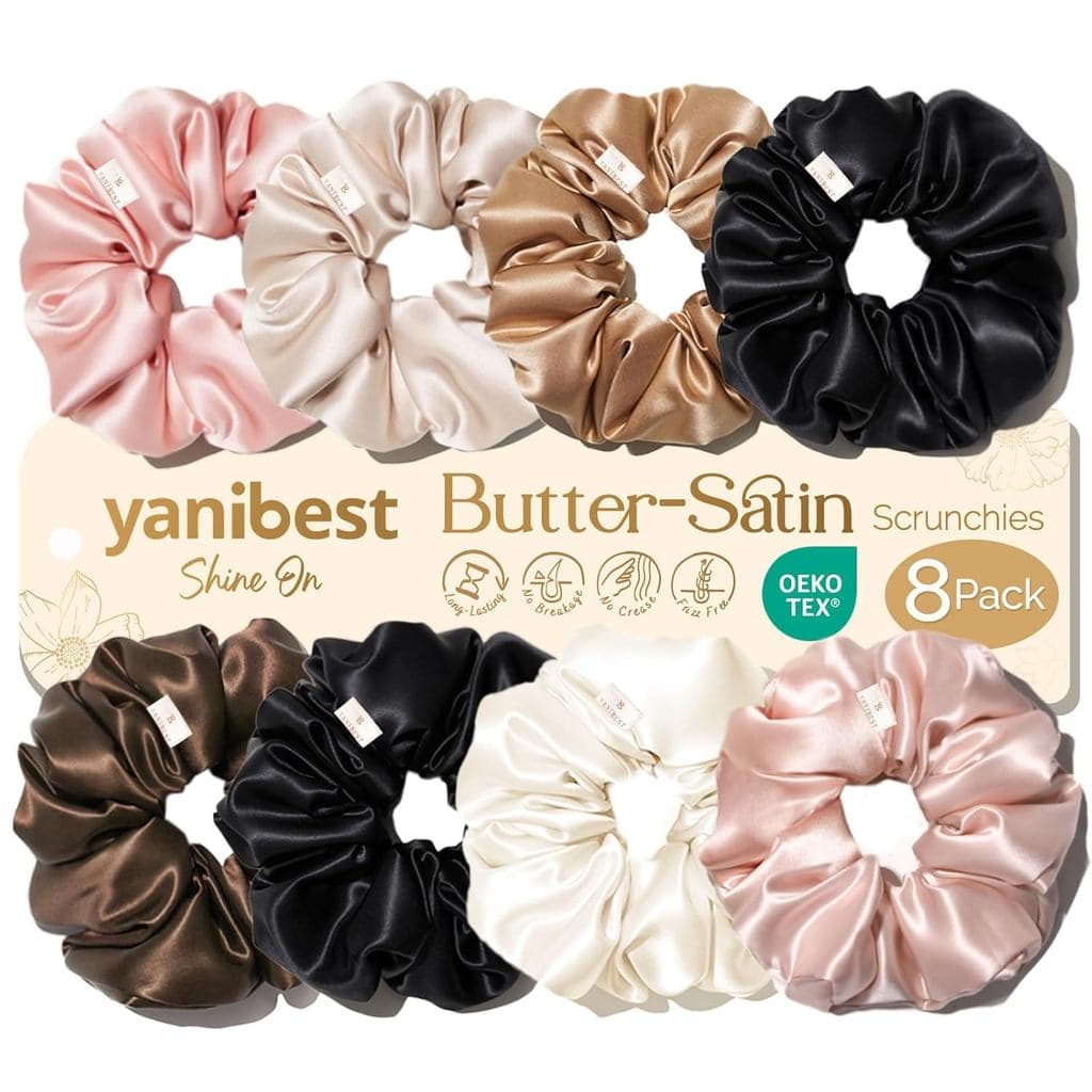 Yanibest 8 Pcs Scrunchies de Cetim - Scrunchies com Sensação de Seda para Prender o Cabelo em Rabo de Cavalo |   Elástic