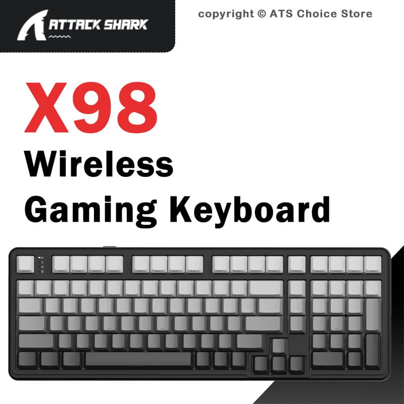 Teclado Mecânico Para Jogos Sem Fio ATTACK SHARK X98 102 Teclas RGB Junta Hot Swap Tri-Mode Bluetooth 2.4G Bateria Grand