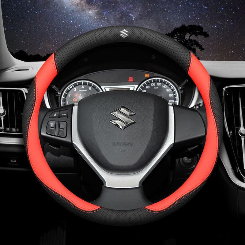 Volante de carro de 38CM para Suzuki Swift Jimny Vitara SX4 APV, capa de volante em couro, acessórios interiores.