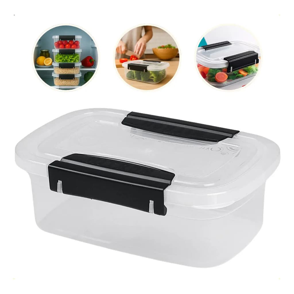 Pote Ultraforte Com Travas Laterais 2.1L Hermético Alimentos Tampa Segura Plástico Ideal Cozinha Freezer Geladeira