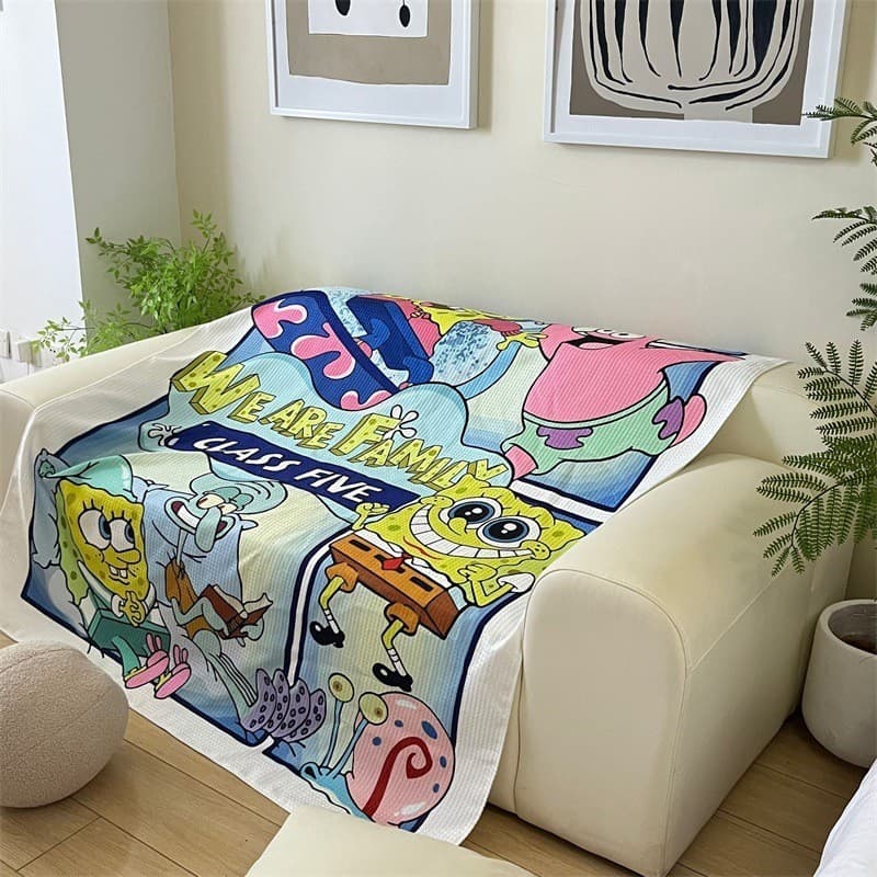 Bob Esponja Dos Desenhos Animados Calça Quadrada Torta Grande Estrela Chenille Sofá Toalha Quatro Estações Capa Universa