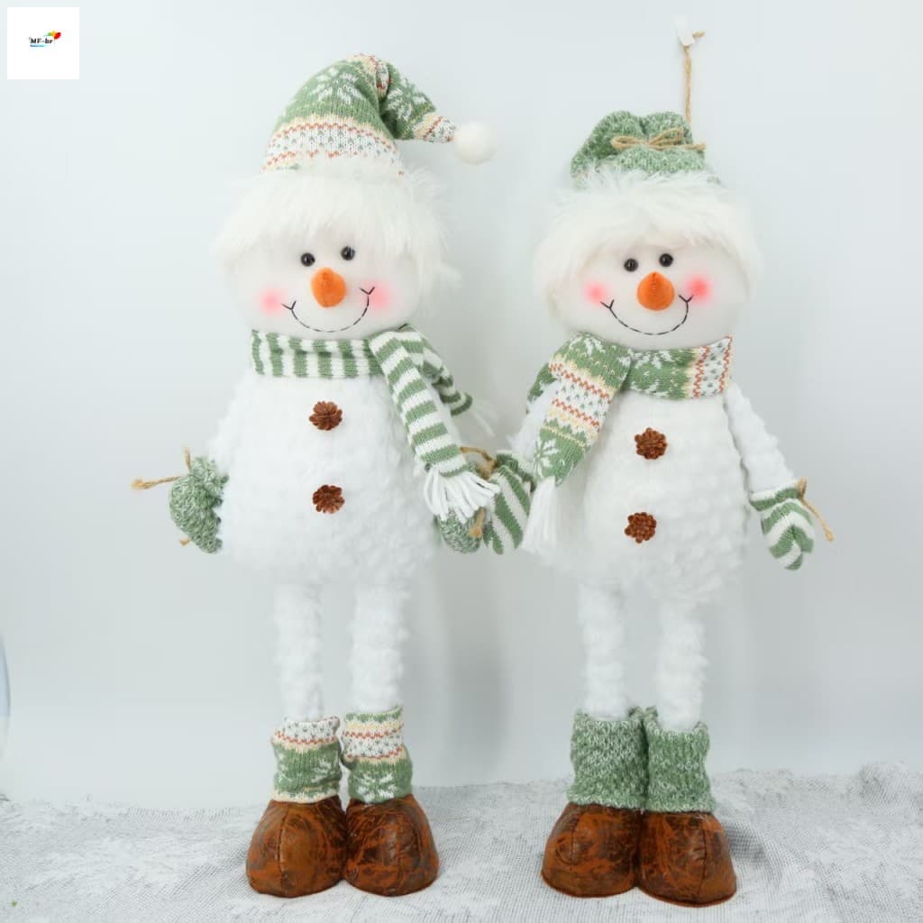Boneca De Boneco De Neve Xadrez Retrátil-Enfeite De Exibição De Janela De Natal