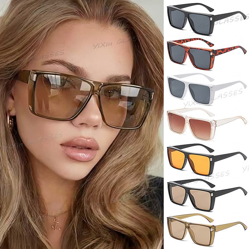 Moda Quadrada Grande Quadro Resistente A UV Óculos Para Homens E Mulheres Rebite Decoração Condução Ao Ar Livre De Sol