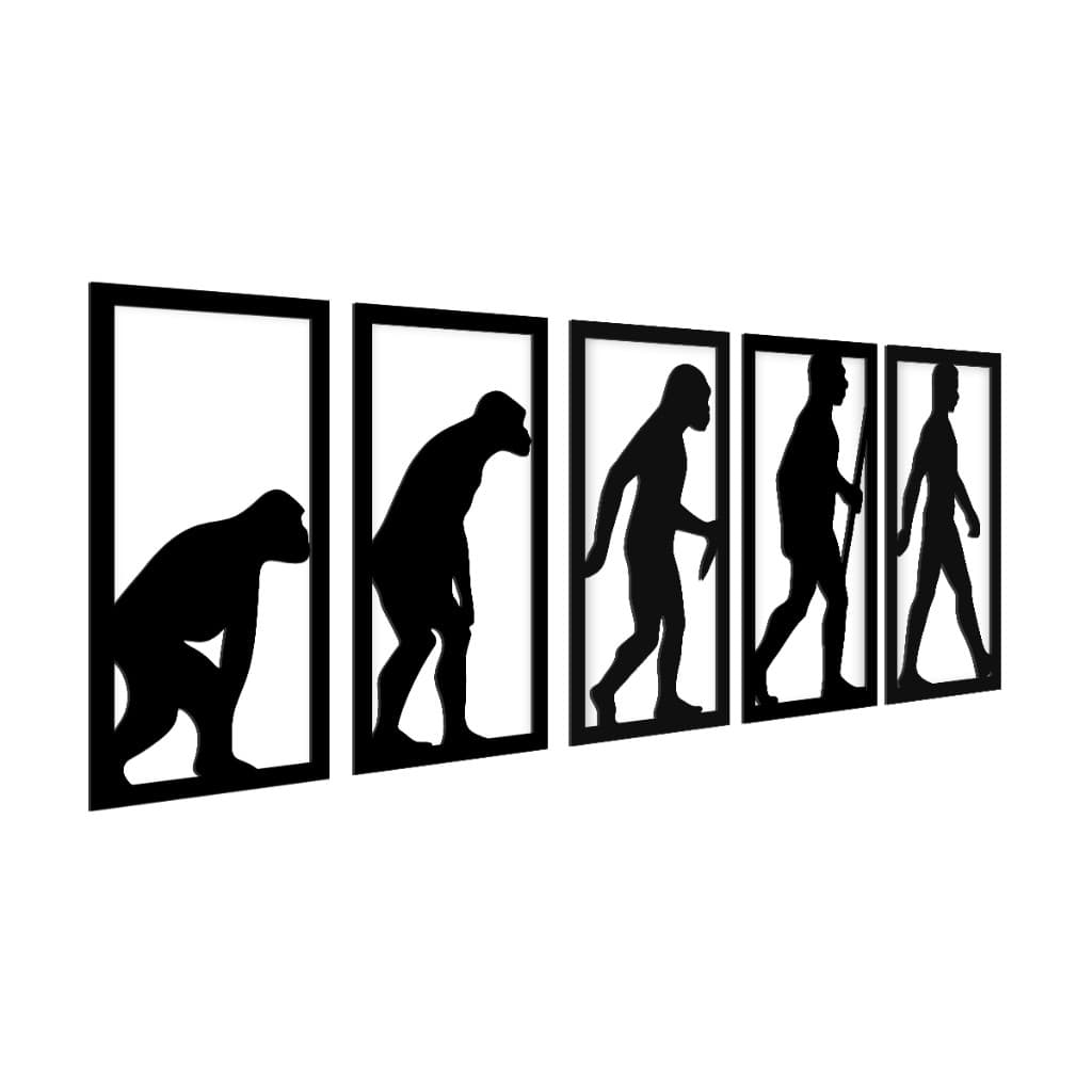 Quadros Decorativos Evolução Humana Vazados MDF Preto 3mm Parede Sala