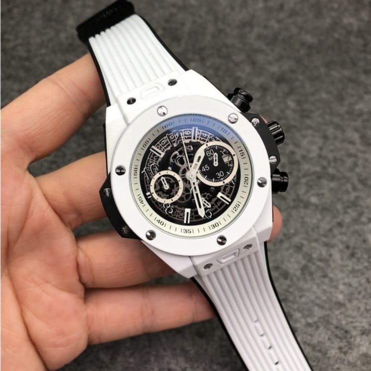 Relógio Masculino Militar Moda Pequeno Mostrador Trabalho Cronógrafo Bateria De Quartzo Pulseira De Borracha Diâmetro 45