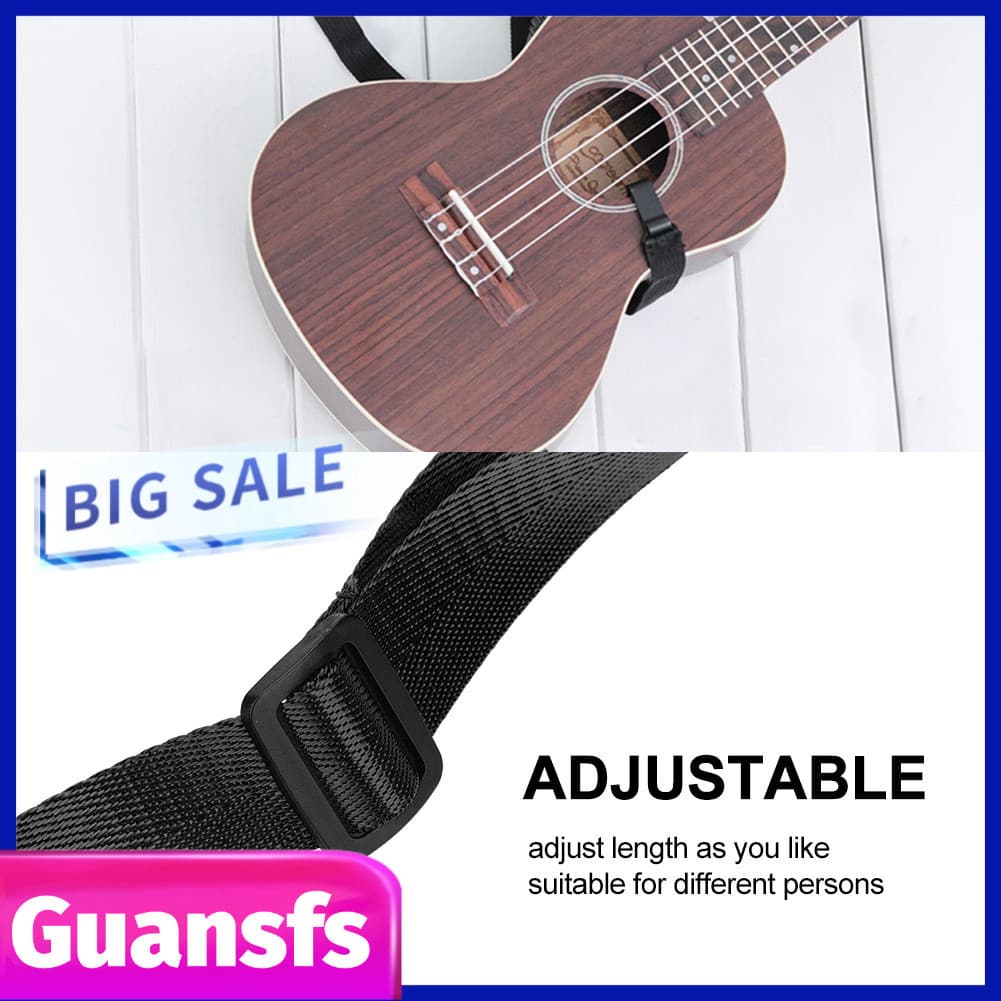 Guansfs.br Correia ajustável para ukulele, cordão de nylon com gancho pequeno e leve para jogadores de ukulele