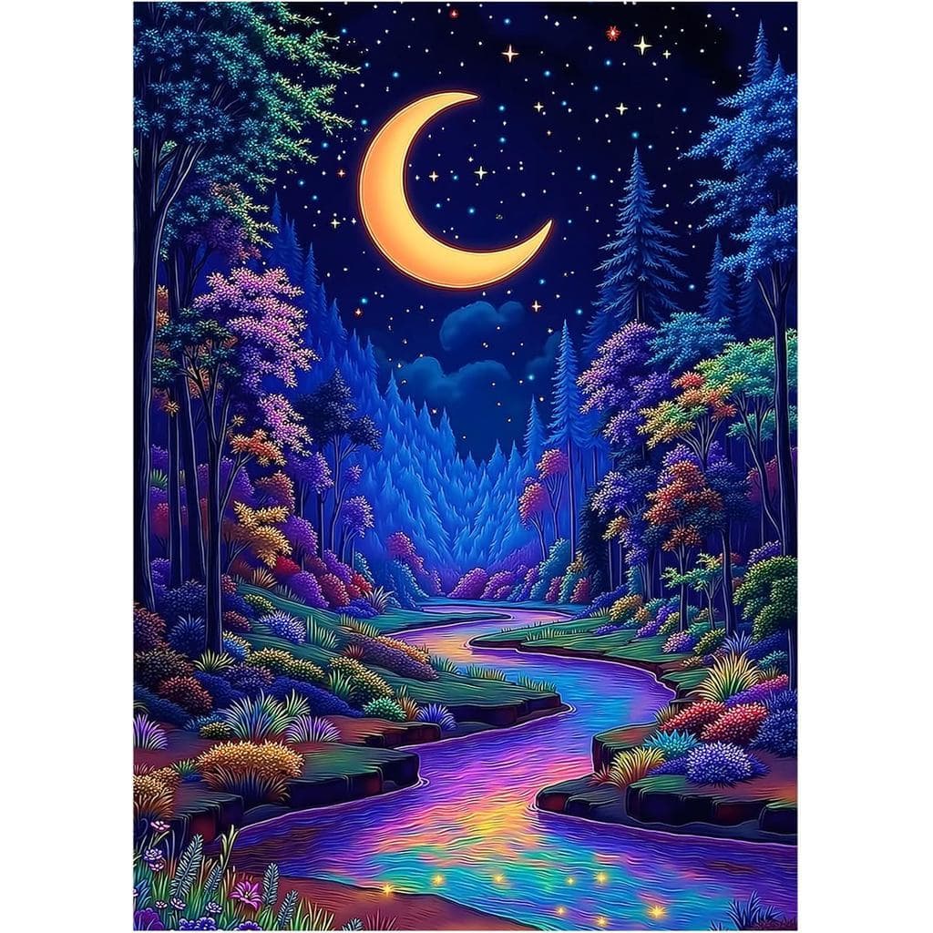 Quebra-cabeça Moonlight 1.000 peças, quebra-cabeça mágico luminoso de fantasia da floresta | Quebra-cabeça impossível 1.