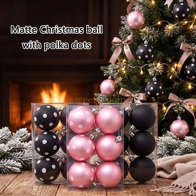 Conjunto Destaque Para Árvore Natal 6 Orbs Suspensas 6 Cm Liso E Manchado Doméstico