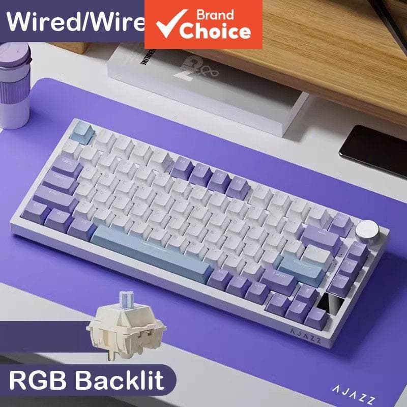 Teclado para jogos mecânico triplo-modo AJAZZ AK820/AK820 Pro, Bluetooth 5.1 sem fio/com fio, teclado de membrana
