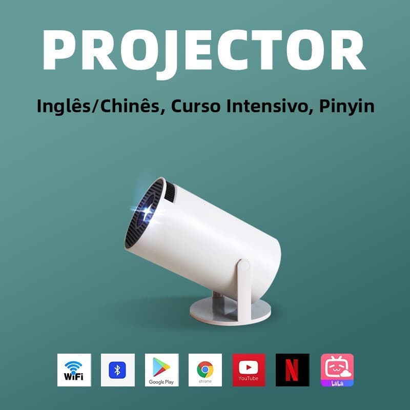 Projetor Inteligente Versão Internacional, Projetor Pequeno com WiFi, Mini Projetor Móvel HY300, Projetor Portátil