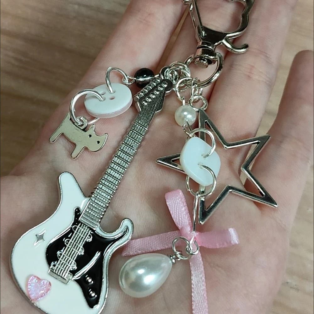 Pingente De Chaveiro De Guitarra De Gato 3D , Decoração De Suspensão Portátil Para Chaves De Carro , Acessórios De Bolsa