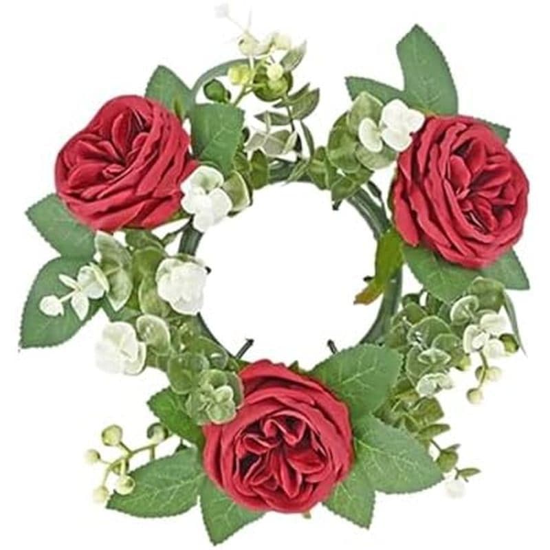 Anéis De Velas Florais Para , Flores De Rosa Artificiais Peças Centrais , Guirlandas De Vela De Primavera Decoração De P