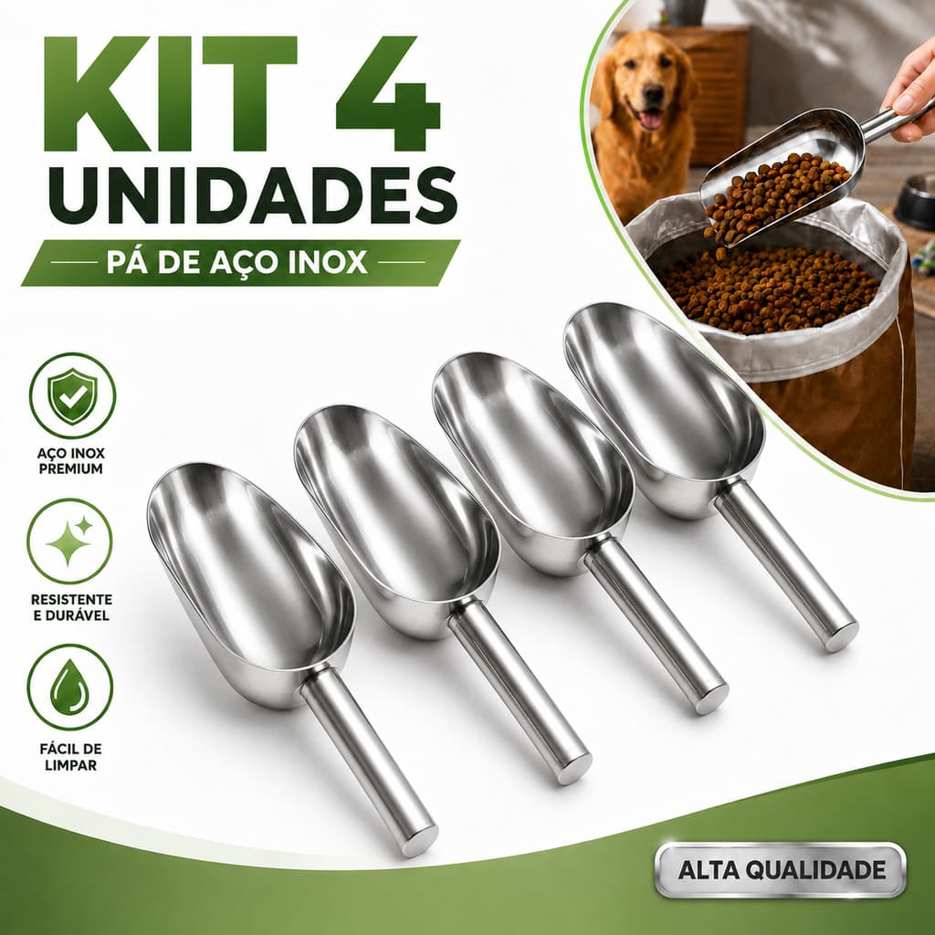 Concha Pegador Pá Inox Multiuso em Aço Inox Grande Cereais Gelo Grãos Ração