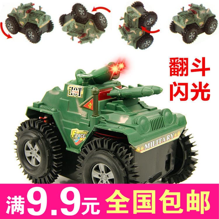 Tanque de despejo rápido para crianças, modelo militar, tanque de brinquedo, caminhão basculante elétrico, tanque lumino