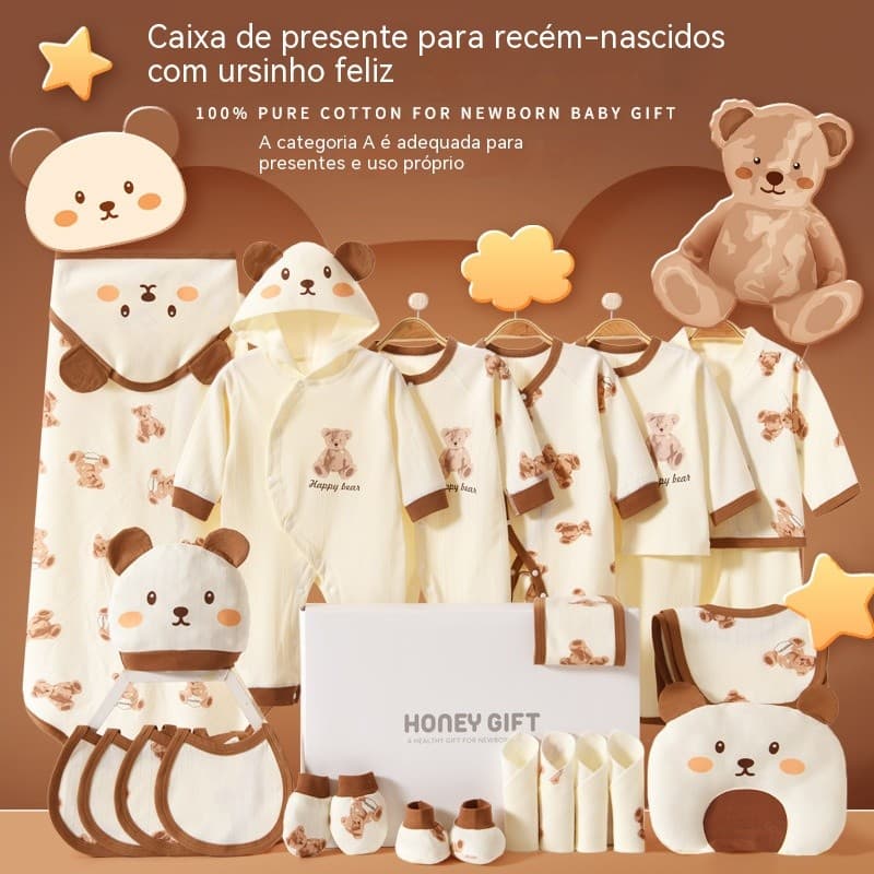 Conjunto de roupas para recém-nascido, caixa de presente com conjunto de algodão puro para bebê, presente de chá de bebê