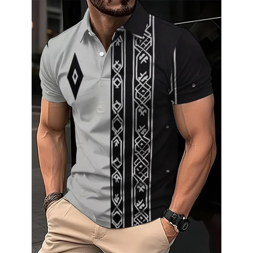 Camisa polo masculina casual macia e elegante estampada camisa polo criativa casual estampada elástica legal confortável