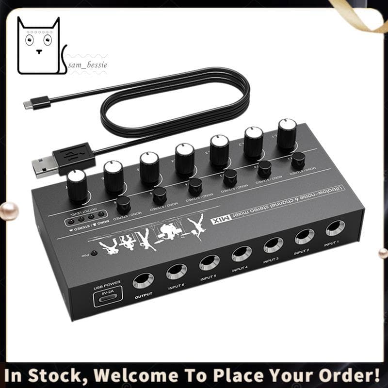 Mixer De Áudio Compacto De 6 Canais , Ruído Ultrabaixo , Estéreo De Alto Desempenho Para Guitarras , Teclados