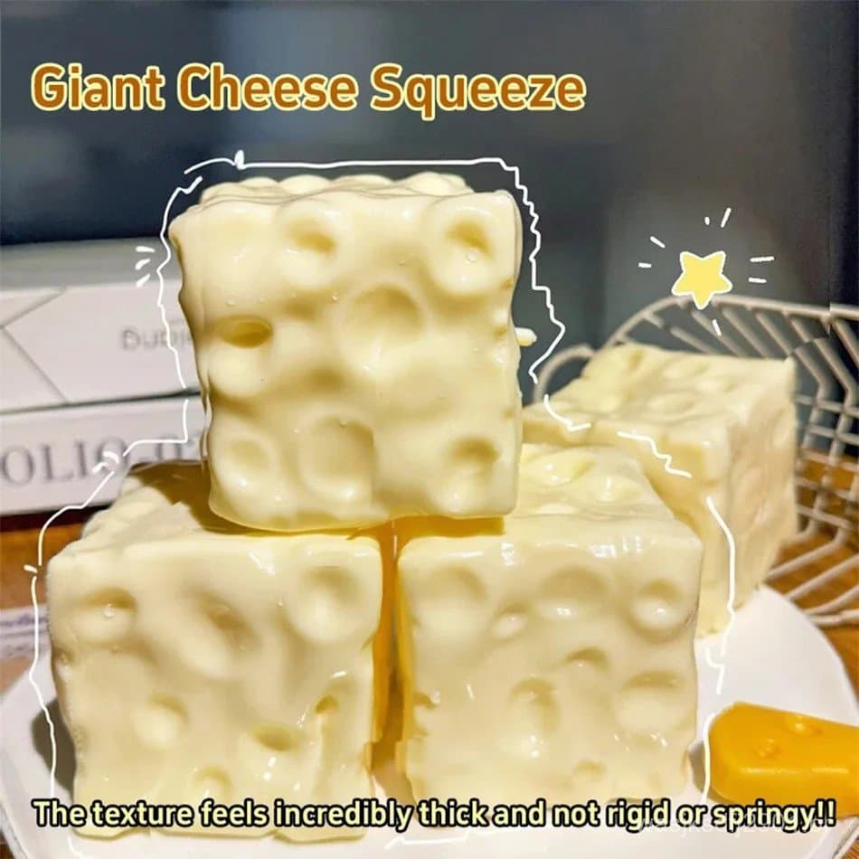 Bola Antiestresse em Forma de Cubo de Queijo Gigante, Moldável, Antirreflexo, Brinquedo Sensorial para Alívio do Estress