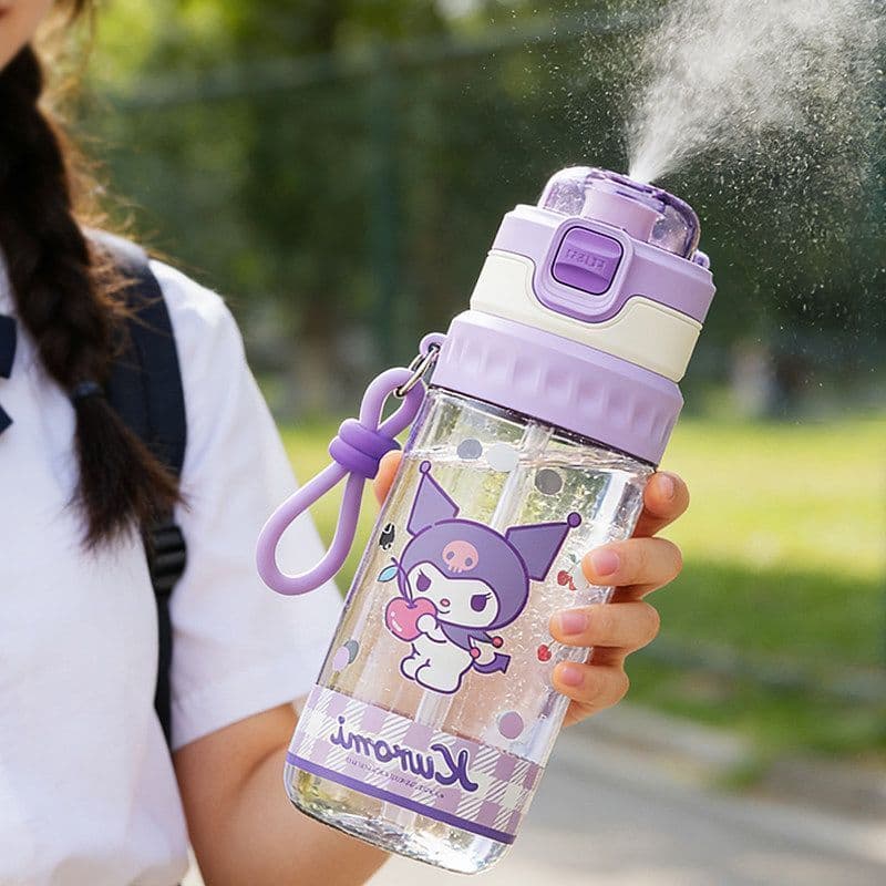 Novo estilo copo de água com Spray duplo, Material tritan, garrafa de água para esportes ao ar livre, estudantes de verã