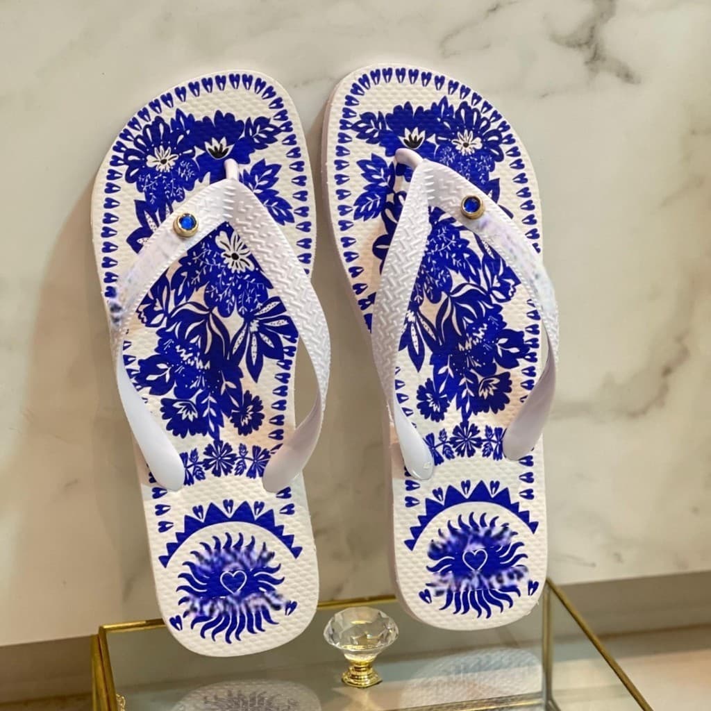 Chinelo Feminino Estampado Floral Vermelho