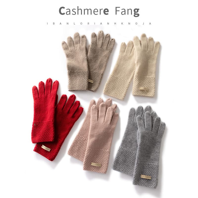 Fangcijia outono inverno senhoras cashmere luvas quentes grãos de milho condução ciclismo tela toque luvas de caxemira